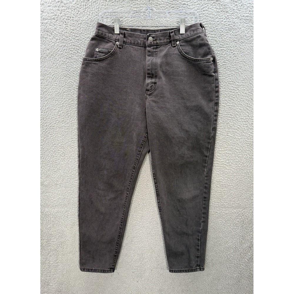 Vintage Lee Riveted Jeans Womens 14 Petite Black Denim Faded Made In USA 90s Y2K
